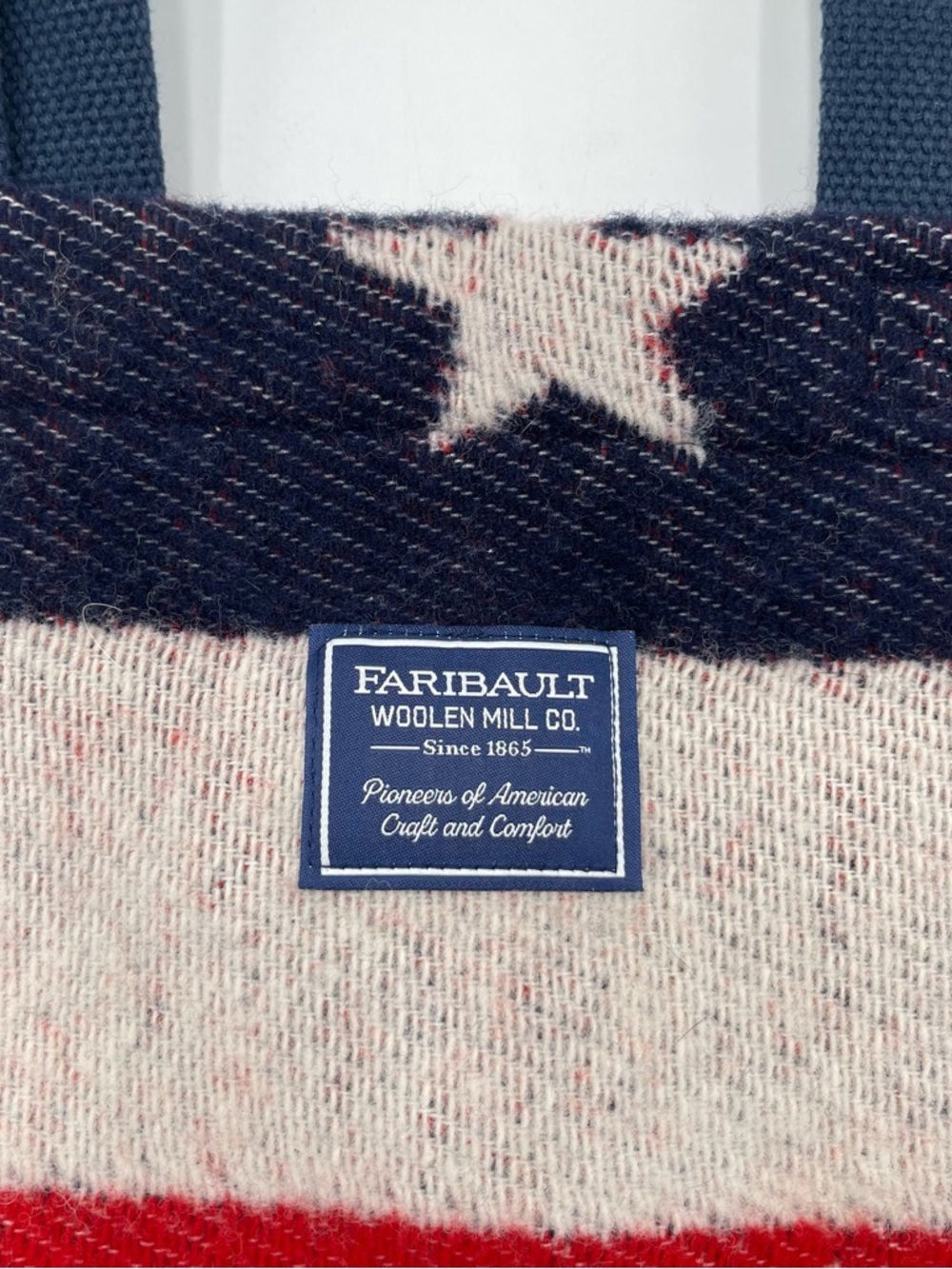 Faribault Woolen Mill Co Red White Blue Wool UnstructuredTote Shoulder Bag USA - Picture 4 of 9
